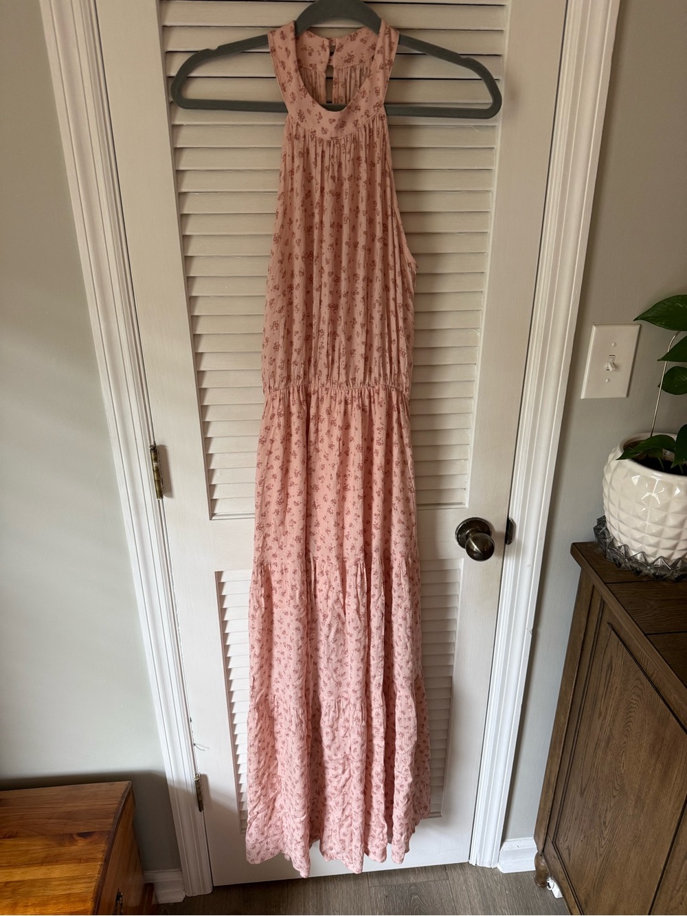 Altar'd State Blush Pink Floral Halter Maxi Dress